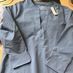 Vineyard Vines- Harbor Seersucker Performance Popover Shirt, Faded Indigo Med